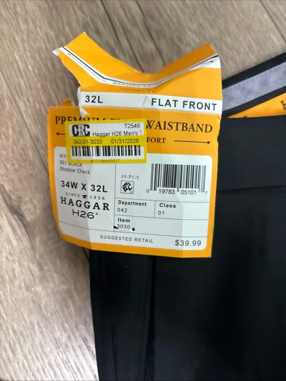 Haggar Mens Tailored fit Dress Pants Size 34W/32L Black Solid